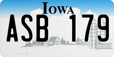 IA license plate ASB179