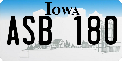 IA license plate ASB180