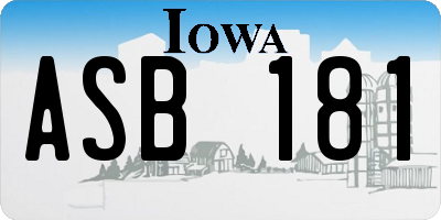 IA license plate ASB181