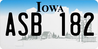 IA license plate ASB182