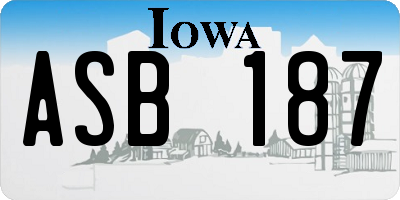 IA license plate ASB187
