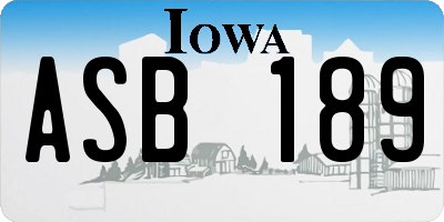 IA license plate ASB189