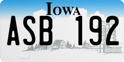 IA license plate ASB192