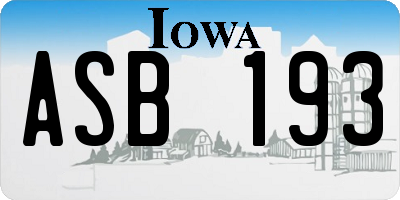 IA license plate ASB193