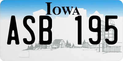 IA license plate ASB195