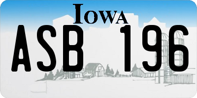 IA license plate ASB196