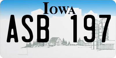 IA license plate ASB197