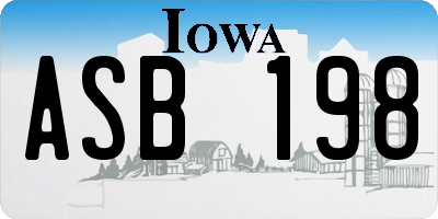 IA license plate ASB198