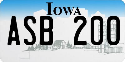 IA license plate ASB200