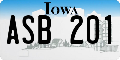 IA license plate ASB201