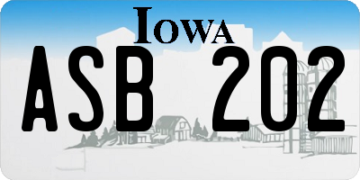 IA license plate ASB202