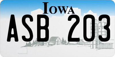 IA license plate ASB203