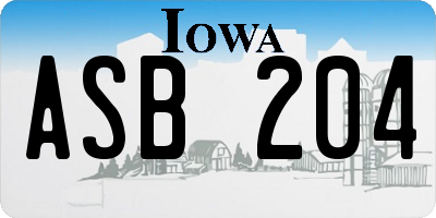 IA license plate ASB204