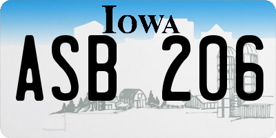IA license plate ASB206
