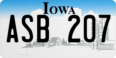 IA license plate ASB207