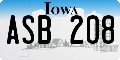 IA license plate ASB208