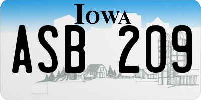 IA license plate ASB209
