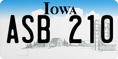 IA license plate ASB210