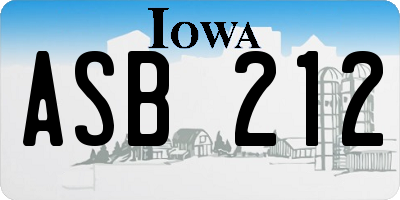 IA license plate ASB212