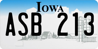 IA license plate ASB213