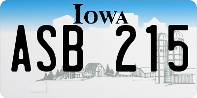 IA license plate ASB215