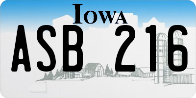 IA license plate ASB216