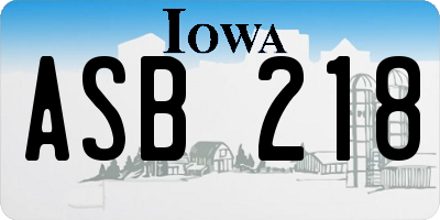 IA license plate ASB218