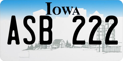 IA license plate ASB222