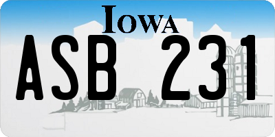 IA license plate ASB231