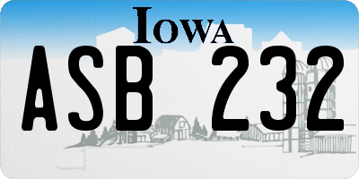 IA license plate ASB232