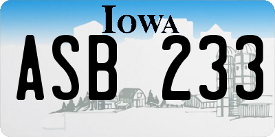 IA license plate ASB233