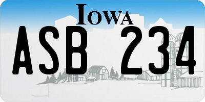 IA license plate ASB234