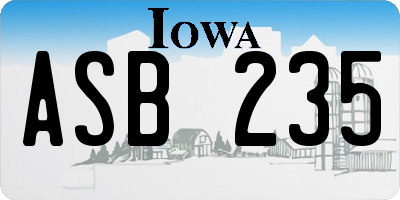 IA license plate ASB235