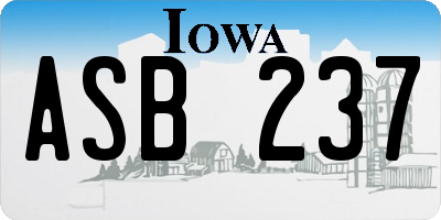 IA license plate ASB237
