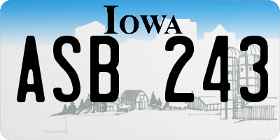 IA license plate ASB243
