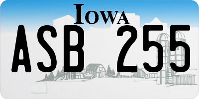 IA license plate ASB255