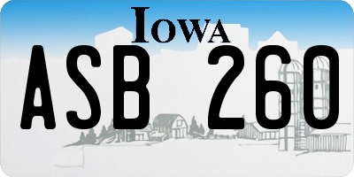 IA license plate ASB260
