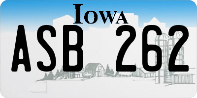 IA license plate ASB262