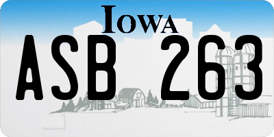 IA license plate ASB263