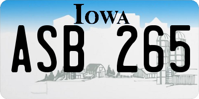 IA license plate ASB265
