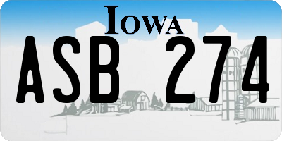 IA license plate ASB274
