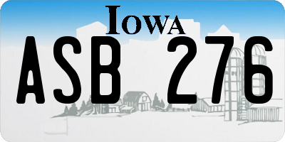 IA license plate ASB276