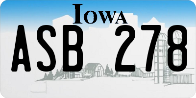 IA license plate ASB278