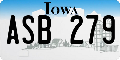 IA license plate ASB279