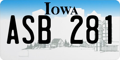 IA license plate ASB281