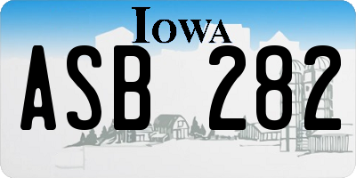 IA license plate ASB282