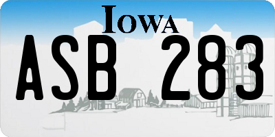 IA license plate ASB283