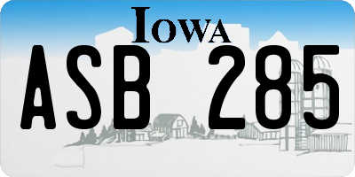 IA license plate ASB285