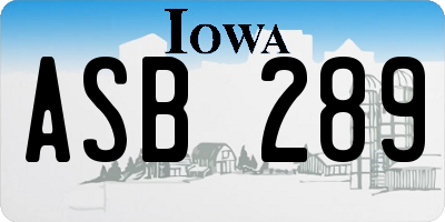 IA license plate ASB289