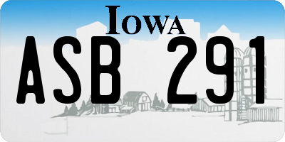 IA license plate ASB291